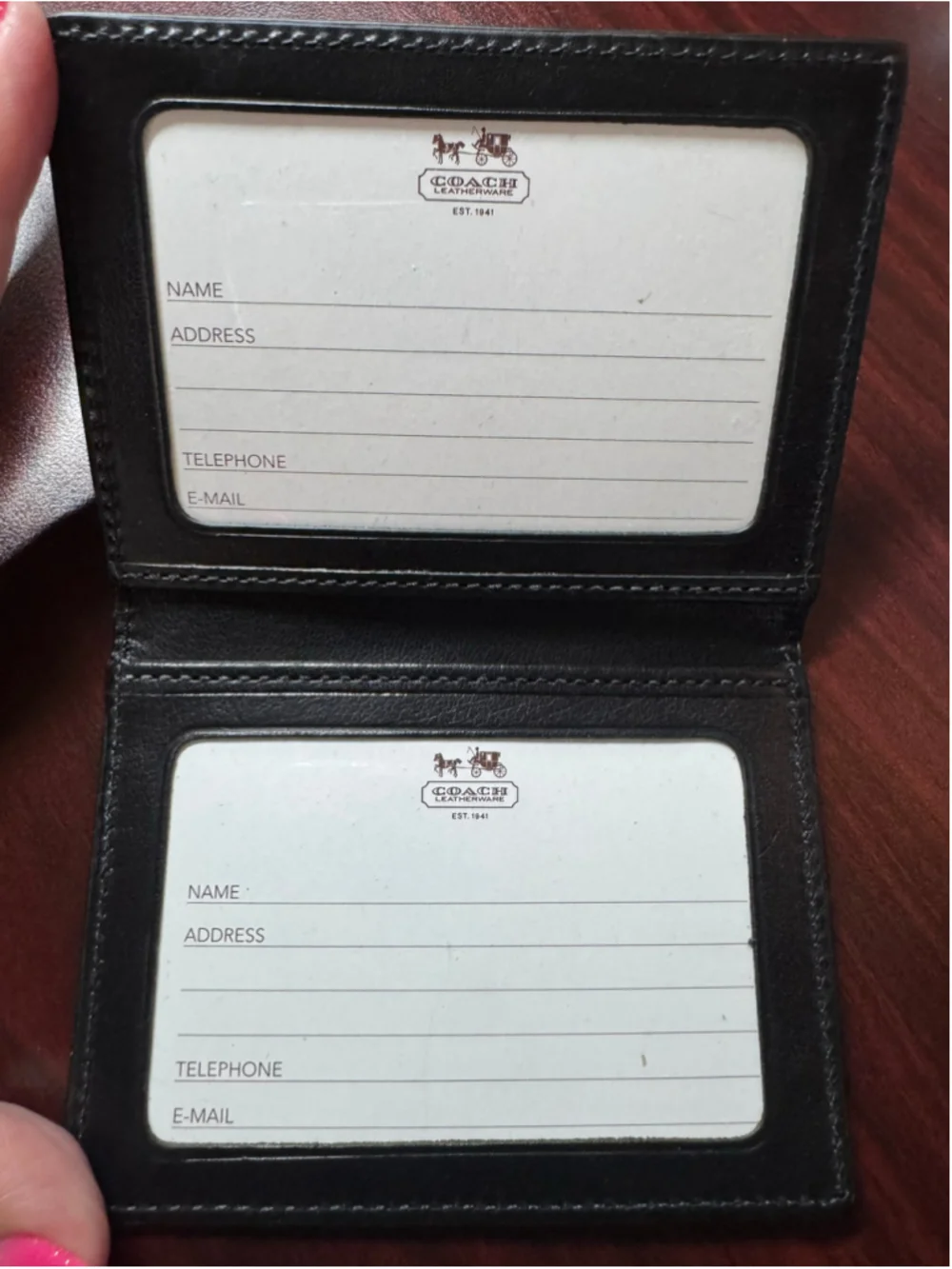 Coach Leatherware Black Leather Double ID Pass Case Wallet